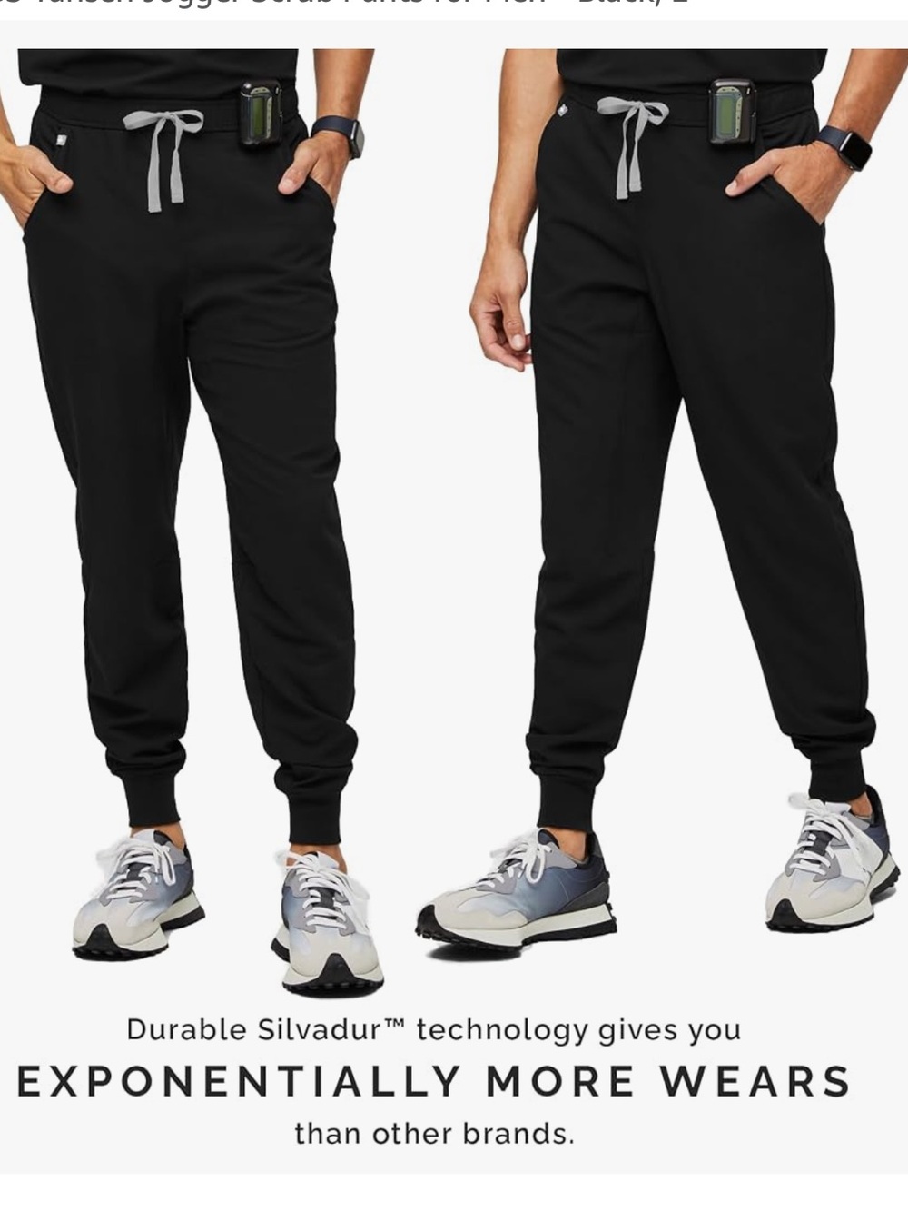 FIGS Men's Black Tansen Jogger Pants with Gray Drawstring